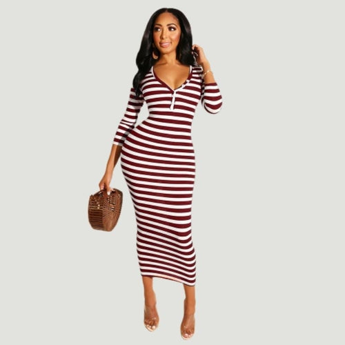 Sophia Striped Midi Dress