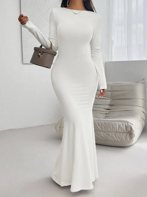 Elegant Backless Long Sleeve Maxi Dress