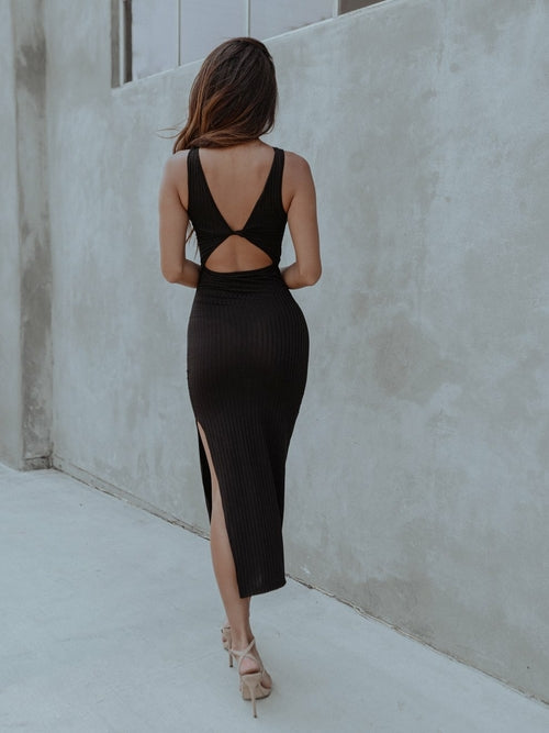 Mila Noir Cut-Out Maxi Dress
