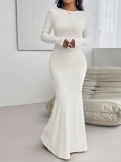 Elegant Backless Long Sleeve Maxi Dress