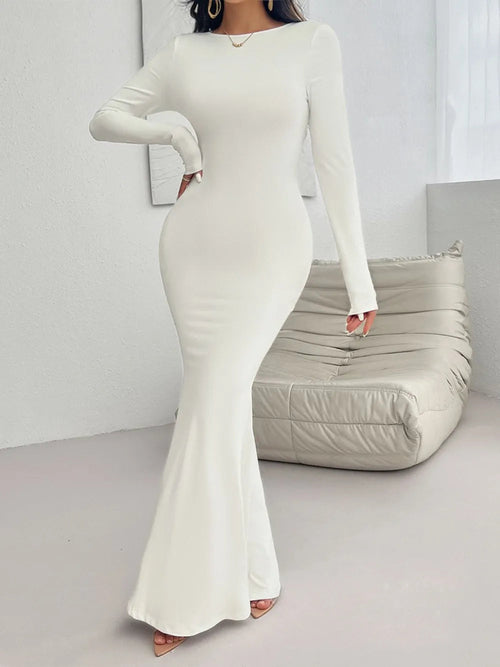 Elegant Backless Long Sleeve Maxi Dress