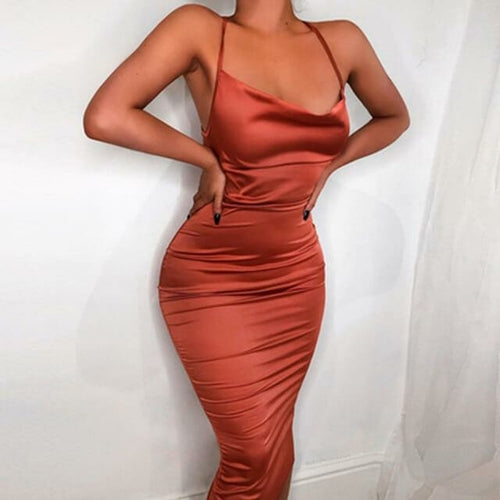 Luna Satin Midi Dress