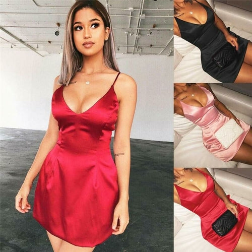 Scarlet Satin Mini Dress